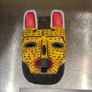 Wood Hand Carved Guatemalan Tiger Mask